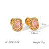 Wholesale Earrings Stainless Steel Inlaid Zircon Geometric Light Luxury Style For Women