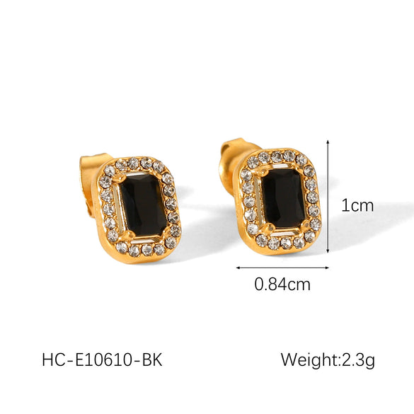 Wholesale Earrings Stainless Steel Inlaid Zircon Geometric Light Luxury Style For Women
