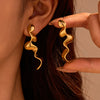 Wholesale Earrings Stainless Steel 18K Geometric Snakeshaped Electroplated For Women