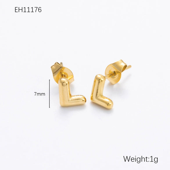 Wholesale Earrings Stainless Steel 18K Gold Electroplated Letter Style For Women