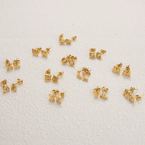 Wholesale Earrings Stainless Steel 18K Gold Electroplated Letter Style For Women