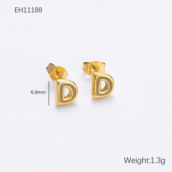 Wholesale Earrings Stainless Steel 18K Gold Electroplated Letter Style For Women