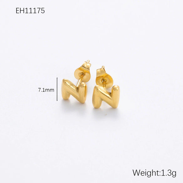 Wholesale Earrings Stainless Steel 18K Gold Electroplated Letter Style For Women
