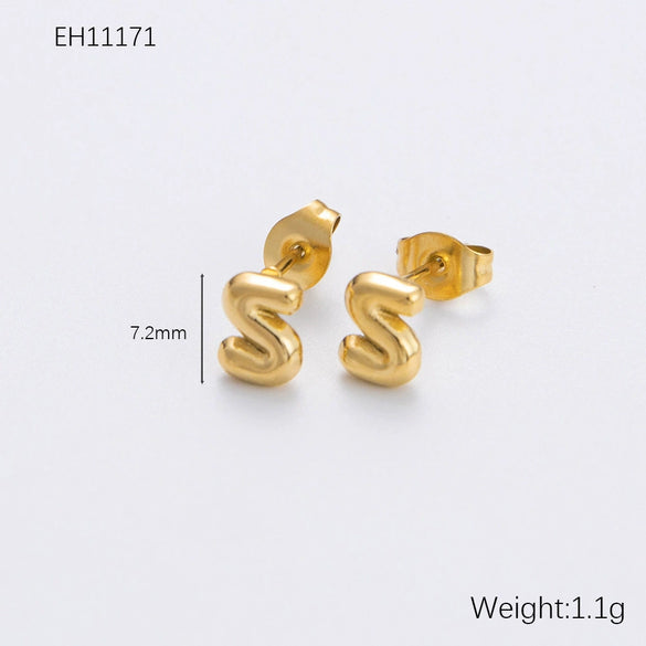 Wholesale Earrings Stainless Steel 18K Gold Electroplated Letter Style For Women