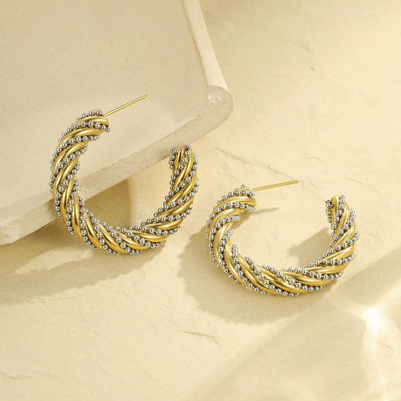Wholesale Earrings Stainless Steel 18K Gold Electroplating Geometric C Type Highend Fashionable