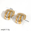 Wholesale Earrings Stainless Steel 18K Gold Geometric Pattern Diamond Inlay Women's