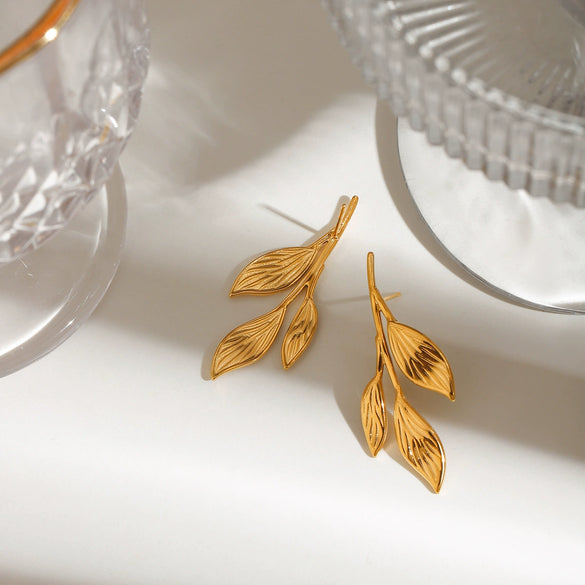 Wholesale Earrings Stainless Steel 18K Gold Geometric Style Electroplated