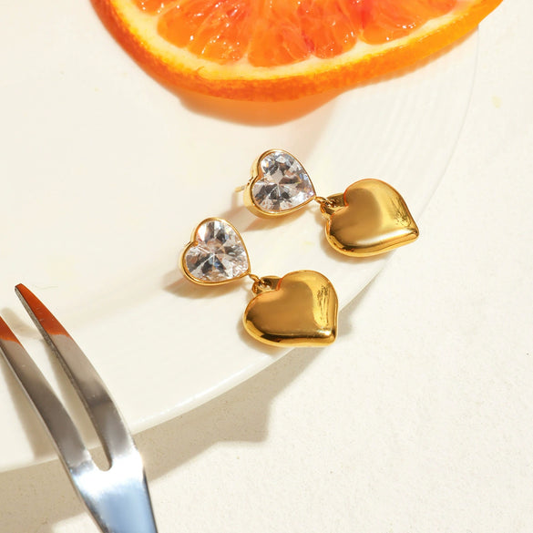 Wholesale Earrings Stainless Steel 18K Gold Heart Shape Electroplating