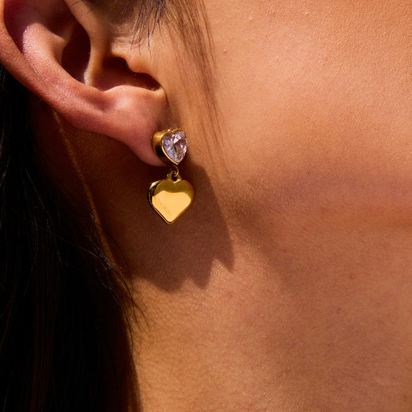 Wholesale Earrings Stainless Steel 18K Gold Heart Shape Electroplating