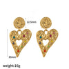 Wholesale Earrings Stainless Steel 18K Gold Heart Shape Geometric Diamond Style