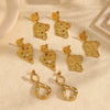 Wholesale Earrings Stainless Steel 18K Gold Heart Shape Geometric Diamond Style