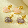 Wholesale Earrings Stainless Steel 18K Gold Inlaid Natural Stone Love Heart Pendant Electroplated