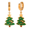 Wholesale Earrings Stainless Steel 18K Gold Plated Cartoon Christmas Tree Design
