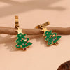 Wholesale Earrings Stainless Steel 18K Gold Plated Cartoon Christmas Tree Design