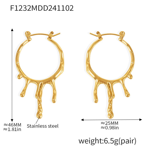 Wholesale Earrings Stainless Steel 18K Gold Plated Drop Shape Geometric Style