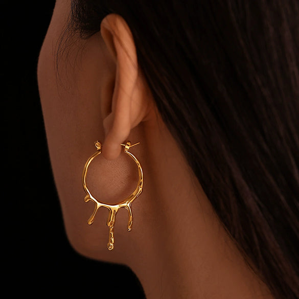 Wholesale Earrings Stainless Steel 18K Gold Plated Drop Shape Geometric Style