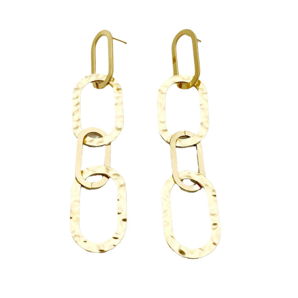 Wholesale Earrings Stainless Steel 14K Gold Plated French Retro Style Iron Cable Stitching Tassel For Women