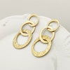 Wholesale Earrings Stainless Steel 14K Gold Plated French Retro Style Oval Stitching Tassel