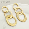 Wholesale Earrings Stainless Steel 14K Gold Plated French Retro Style Oval Stitching Tassel