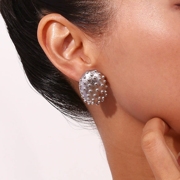 Wholesale Earrings Stainless Steel 18K Gold Plated Geometric Cactus Ball Hedgehog Design For Women