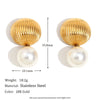Wholesale Earrings Stainless Steel 18K Gold Plated Geometric French Hot Air Balloon Imitation Pearl Pendant For Women