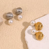 Wholesale Earrings Stainless Steel 18K Gold Plated Geometric French Hot Air Balloon Imitation Pearl Pendant For Women