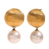 Wholesale Earrings Stainless Steel 18K Gold Plated Geometric French Hot Air Balloon Imitation Pearl Pendant For Women
