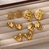 Wholesale Earrings Stainless Steel 18K Gold Plated Geometric Heart Texture Asymmetrical For Women