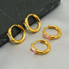 Wholesale Earrings Stainless Steel 18K Gold Plated Geometric Inlaid Zircon