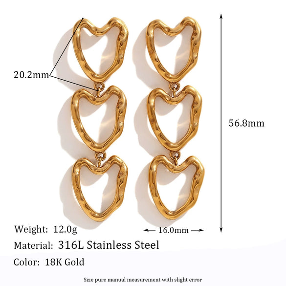 Wholesale Earrings Stainless Steel 18K Gold Plated Geometric Peach Heart Style