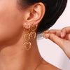 Wholesale Earrings Stainless Steel 18K Gold Plated Geometric Peach Heart Style