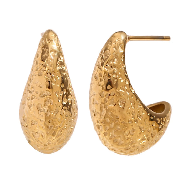 Wholesale Earrings Stainless Steel 18K Gold Plated Geometric Pearshaped Retro Style For Women