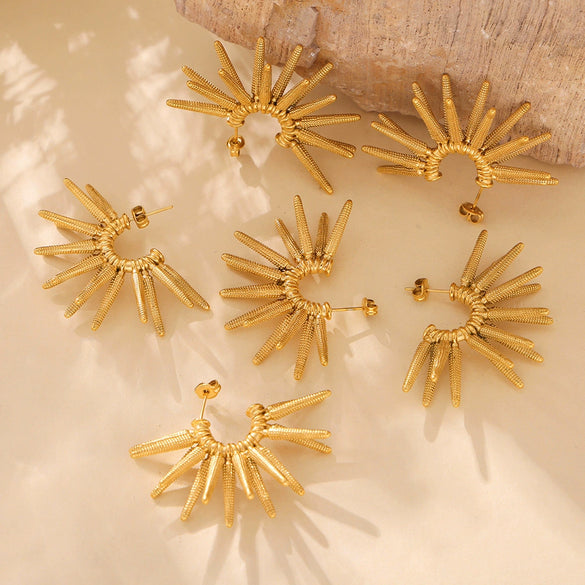Wholesale Earrings Stainless Steel 18K Gold Plated Geometric Punk Retro Fashion For Women
