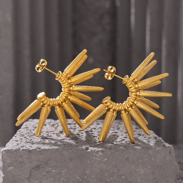Wholesale Earrings Stainless Steel 18K Gold Plated Geometric Punk Retro Fashion For Women