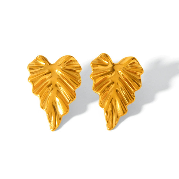 Wholesale Earrings Stainless Steel 18K Gold Plated Leaf Flowers Geometric Design