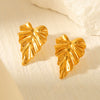 Wholesale Earrings Stainless Steel 18K Gold Plated Leaf Flowers Geometric Design