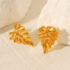 Wholesale Earrings Stainless Steel 18K Gold Plated Leaf Flowers Geometric Design