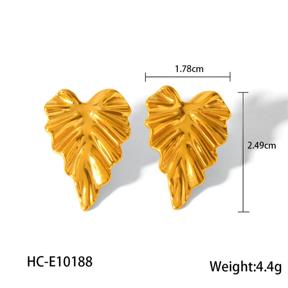 Wholesale Earrings Stainless Steel 18K Gold Plated Leaf Flowers Geometric Design