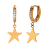 Wholesale Earrings Stainless Steel 18K Gold Plated Micro Set Zircon Fivepointed Star Geometric Heart Drop Shape
