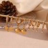 Wholesale Earrings Stainless Steel 18K Gold Plated Micro Set Zircon Fivepointed Star Geometric Heart Drop Shape