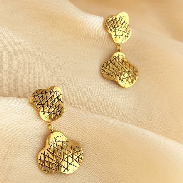 Wholesale Earrings Stainless Steel 18K Gold Plated Retro Geometric Style For Women
