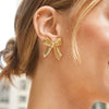 Wholesale Earrings Stainless Steel 18K Gold Plated Striped Bow Style Jewelry For Women
