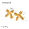 Wholesale Earrings Stainless Steel 18K Gold Plated Striped Bow Style Jewelry For Women