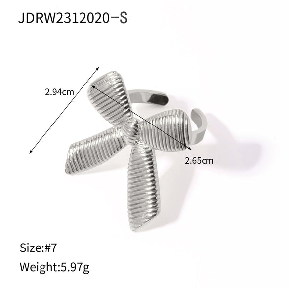 Wholesale Earrings Stainless Steel 18K Gold Plated Striped Bow Style Jewelry For Women