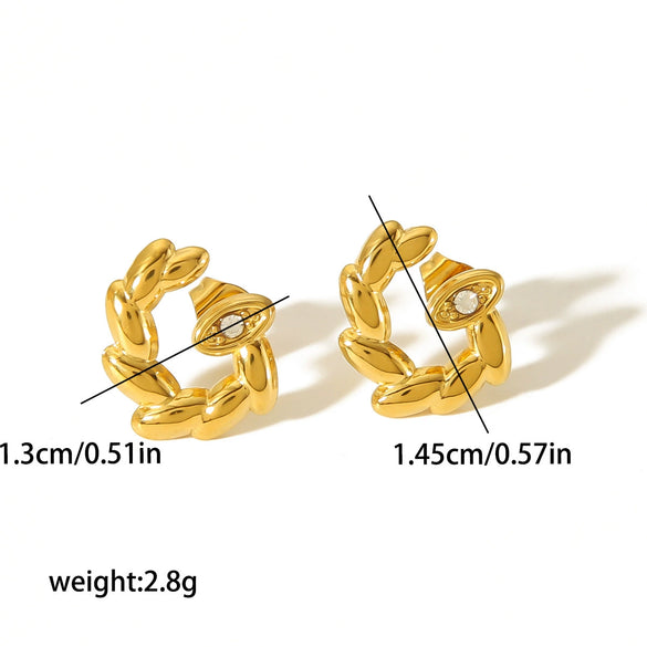 Wholesale Earrings Stainless Steel 18K Gold Plated Zircon Star Peach Heart Simple Design For Women