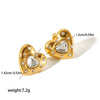 Wholesale Earrings Stainless Steel 18K Gold Plated Zircon Star Peach Heart Simple Design For Women
