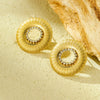Wholesale Earrings Stainless Steel 18K Gold Round Hollow Design Electroplated Women's Simple Style