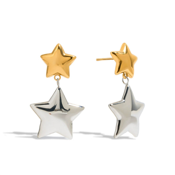 Wholesale Earrings Stainless Steel 18K Gold Star Shaped Electroplated