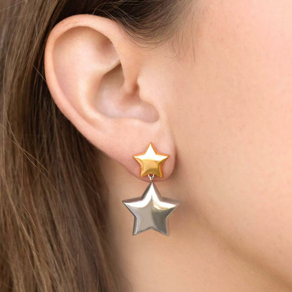 Wholesale Earrings Stainless Steel 18K Gold Star Shaped Electroplated