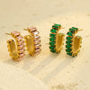 Wholesale Earrings Stainless Steel 18K U Shaped Zircon Electroplated